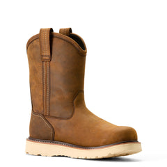 Ariat Distressed Brown Rebar Wedge Pull-On H2O Work Boots 10053612