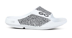 OOFOS Unisex OOahh Sport Flex Limited Slide Sandal - White Labyrinth