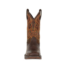Durango Dark Chestnut Rebel Men's Wide Square Toe Men's Leather Boots with Pull-holes DDB0317