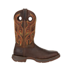 Durango Dark Chestnut Rebel Men's Wide Square Toe Men's Leather Boots with Pull-holes DDB0317