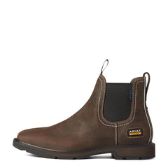 Ariat Dark Brown Groundbreaker Chelsea Wide Square Toe Men's Waterproof Work Boots 10038324