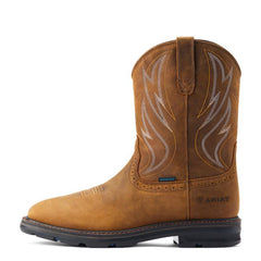 Ariat Distressed Brown Sierra Shock Shield Men's Wide Square Toe Waterproof Pull On Work Boots 10044545