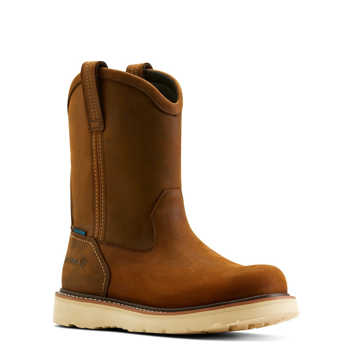 Ariat Distressed Brown Rebar Wedge Pull-On H2O Work Boots 10053612
