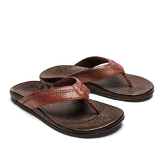 Olukai Rum/Dark Wood Hiapo Men's Leather Beach Sandals 10101-SK63