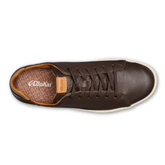 Olukai Dark Java Lae'ahi Li'Ili Men's Waterproof Leather Sneakers 10455-4848