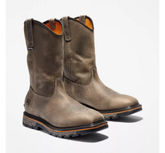 Timberland Brown Full Grain Leather True Grit Mens Soft Toe Pull On Waterproof Work Boots A24AJ