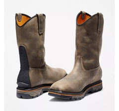 Timberland Brown Full Grain Leather True Grit Mens Soft Toe Pull On Waterproof Work Boots A24AJ