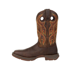 Durango Dark Chestnut Rebel Men's Wide Square Toe Men's Leather Boots with Pull-holes  DDB0317
