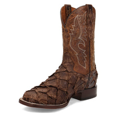 Dan Post Brown/Brown Raymond 11 inch Shaft Men's Pirarucu Broad Square Toe Boots DP5011