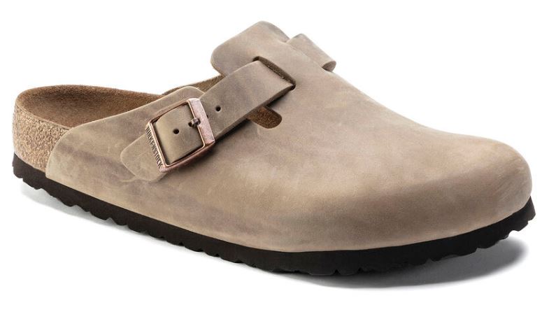 Birkenstock Tobacco Brown Oiled Leather Mens Boston Soft Footbed Clogs 1018147