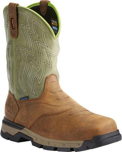 Ariat Rebar Flex Composite Toe 11inch Pullon Brown Mens Safety Toe Work Boots 10021486